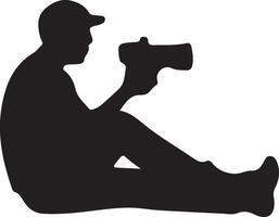 Silhouette of a man with a camera vector