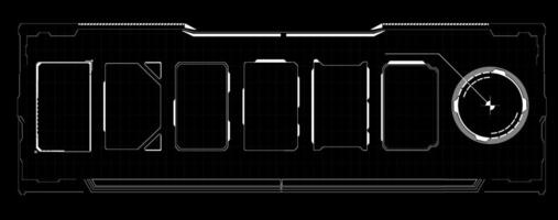A sleek black dashboard design featuring various interactive panels and a gauge for vehicle operation display. vector
