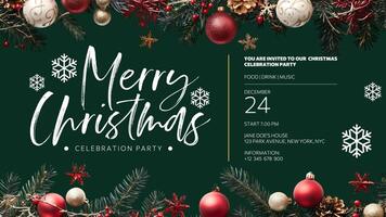 Merry Christmas Celebration Invitation template