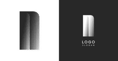 N letter. Sharp contrast monogram strike diagonal hatching for industrial yet modern look. High bold logo template. Logotype concept design for brand in tech, architecture, fashion vector