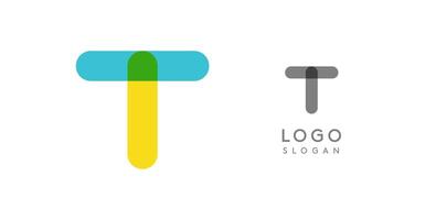 Soft rounded trendy logo, geometric colorful letter T with a modern tech feel, playful monogram design for corporate identity, creative branding, logotype template. logotype vector