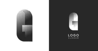 G letter. Sharp contrast monogram strike diagonal hatching for industrial yet modern look. High bold logo template. Logotype concept design for brand in tech, architecture, fashion vector