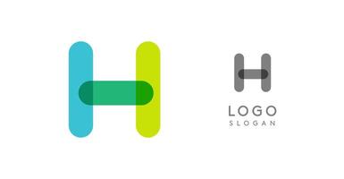 Soft rounded trendy logo, geometric colorful letter H with a modern tech feel, playful monogram design for corporate identity, creative branding, logotype template. logotype vector
