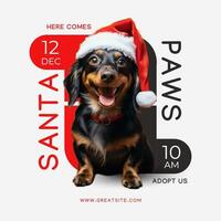 Black Red Minimalist Santa Paws Instagram Post template
