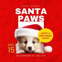 Red Minimalist Santa Paws Instagram Post template