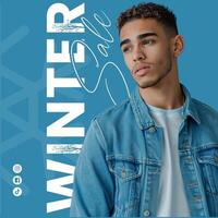 Blue Modern Minimalist Winter Sale Instagram Post template