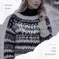 Simple Grayscale Winter Sale Template for Instagram Post
