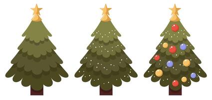 Christmas trees set on white background vector