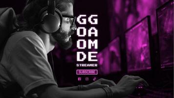 Youtube Game Streamer Banner with Esport Gamer template