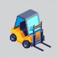 Pixel art illustration Forklift. Pixelated Logistic Forklift. Box Forklift Logistic pixelated for the pixel art game and icon for website and game. old school retro. vector