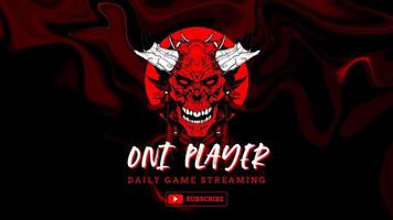 Minimalist Youtube Game Streamer Banner with Japanese Demon Mask template