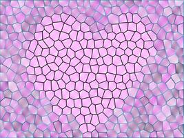 A pink heart made of small squares on a mosaic background vector