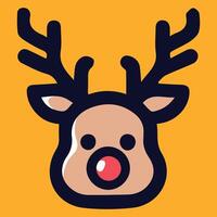 A reindeer head with horns on a yellow background vector