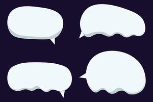 Set speech bubbles on black background.white snow used in winter and Christmas.chat square and doodle message or communication icon Cloud speaking for comics and minimal message dialog. vector