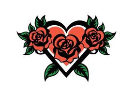 Heart with Roses Illustration for Romantic and Floral Designs vector