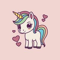 Adorable Unicorn with Rainbow Rays vector