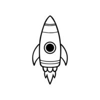 Black and White Cartoon Rocket, Ready to Launch into Space vector