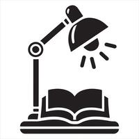 Table reading lamp icon silhouette white background vector