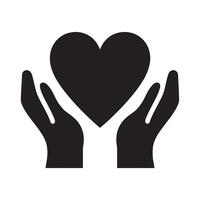 Heart shape with hands silhouette on white background vector