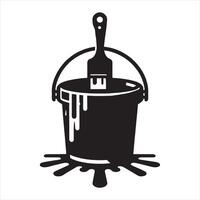 Bucket in brash silhouette on white background vector