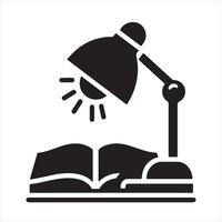 Table reading lamp icon silhouette vector