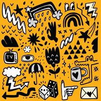 Whimsical Doodle Collection with Nature and Everyday Objects vector