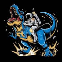 An astronaut riding on a dinosaur t - rex vector