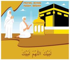 Hajj and umrah landing page template for travel service business website and mobile web. Flat modern illustration vector