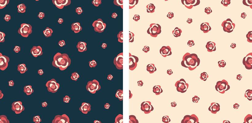 Rose seamless pattern. Floral background. Set of Repeatable template with Elegant flowers. Vintage pattern for decoration, wallpaper, textiles, printing, romantic design. illustration