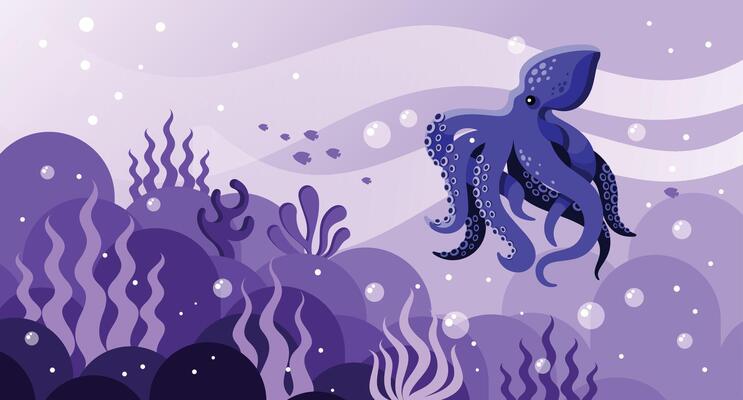 Octopus In Ocean Illustration
