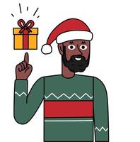 black man raising his finger pointing at the perfect gift vector