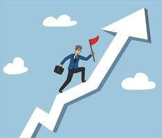 businessman climbing graph, high business performance, achieving goals vector