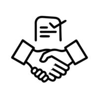 Handshake with Certificate Silhouette and Business and Agreement Concept vector