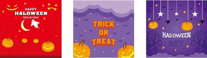 Halloween background design. Happy Halloween banner or party invitation background with clouds. Happy Halloween. Set flat modern illustration vector