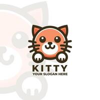 a flat logo of a playful cat vector
