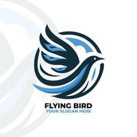 a flat design logo of a flying bird in a minimalist style vector
