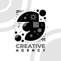 minimalist flat logo for a creative agency vector