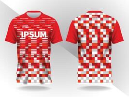 red white square abstract background and pattern for sport jersey design and mockup. front and back view template vector