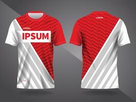 modern abstract red white background and pattern for sport jersey design and mockup. front and back view template vector