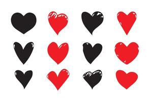 Heart icons. Artistic red heart love symbols isolated editable . vector