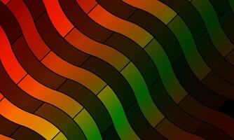 Abstract colorful pattern of wavy diagonal line stripes on a black background. geometric rectangle. vector