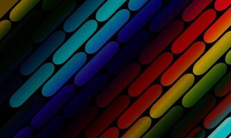 Abstract colorful pattern of straight diagonal line stripes on a black background. multi color shape. vector