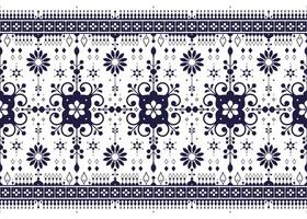 geometric ethnic fabric seamless pattern dark blue on white background, oriental design for cloth, carpet, batik, wallpaper, wrapping etc. vector