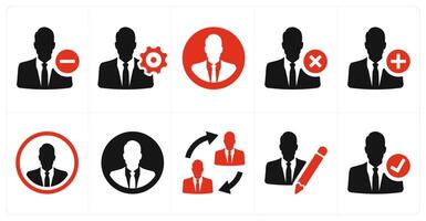 A set of 10 mix icons as remove account, management settings, account profile vector