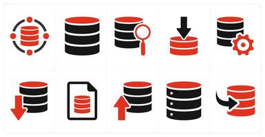 A set of 10 mix icons as data, database server, search vector