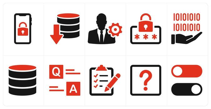 A set of 10 mix icons as mobile security, download server, management settings vector