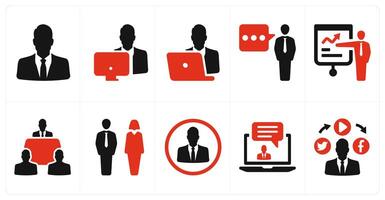 A set of 10 mix icons as man, working man, busy man vector