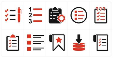 A set of 10 mix icons as list, number index clipboard vector