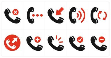 A set of 10 mix icons as wrong call, speaker, receive call vector