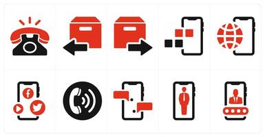 A set of 10 mix icons as landline telephone, returned parcel, forward parcel vector